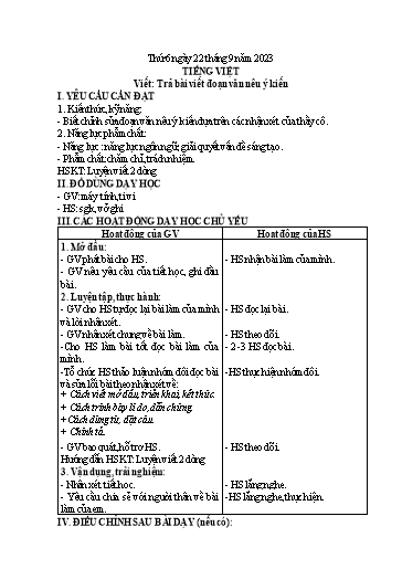 Kế hoạch bài dạy Lớp 4 - Thứ 6, Tuần 3 Năm học 2023-2024 (Hà Thị Lê Na)