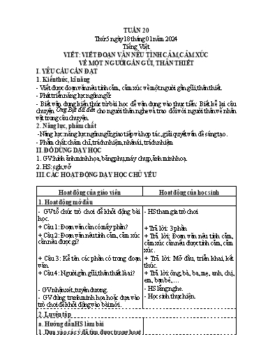 Kế hoạch bài dạy Lớp 4 - Tuần 20 Năm học 2023-2024 (Cao Thị Thủy)