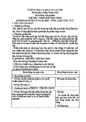 Kế hoạch bài dạy Lớp 4B - Thứ 2 đến Thứ 4, Tuần 5 Năm học 2023-2024 (Cao Thị Thủy)