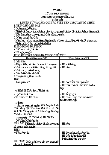 Kế hoạch bài dạy Lớp 4B - Thứ 5 đến Thứ 6, Tuần 4 Năm học 2023-2024 (Cao Thị Thủy)